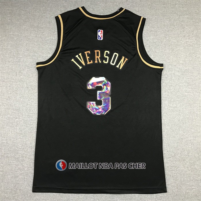 Maillot Golden Edition Philadelphia 76ers Allen Iverson NO 3 2021-22 Noir